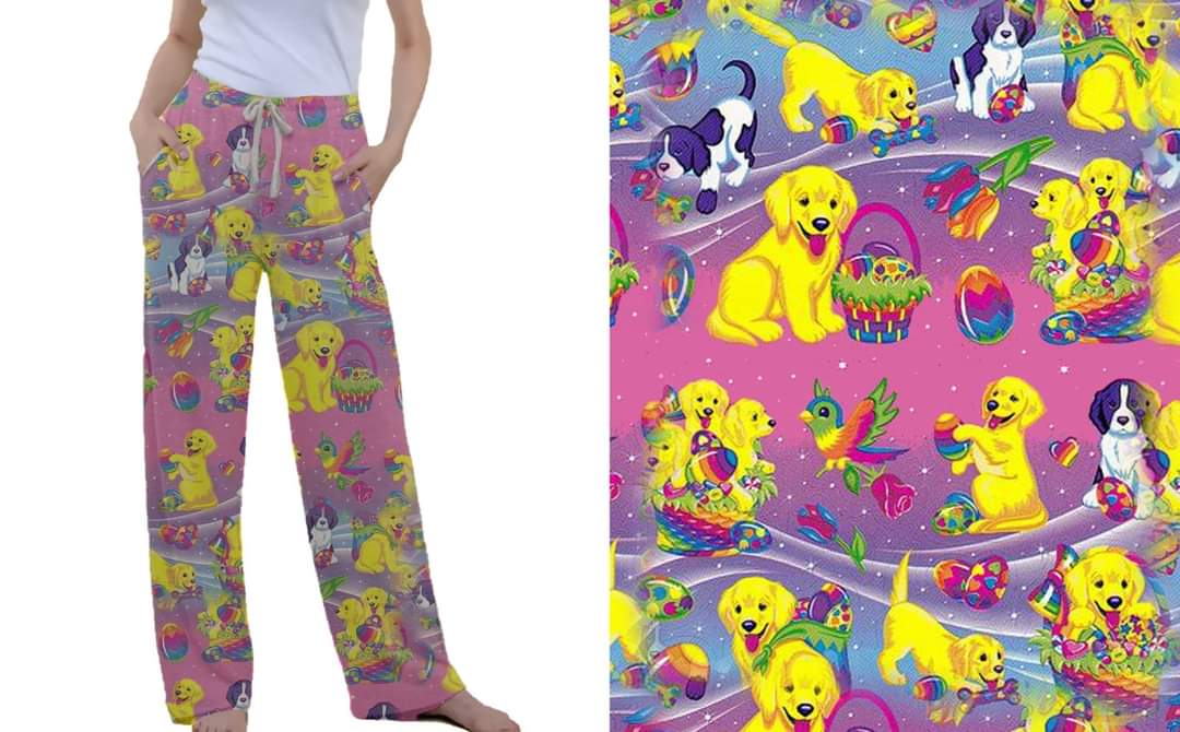 LF Holiday Easter Puppy leggings capris joggers and loungers kids and adults