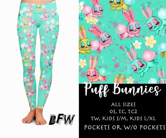 Puffy Bunnies leggings capris joggers and loungers kids and adults