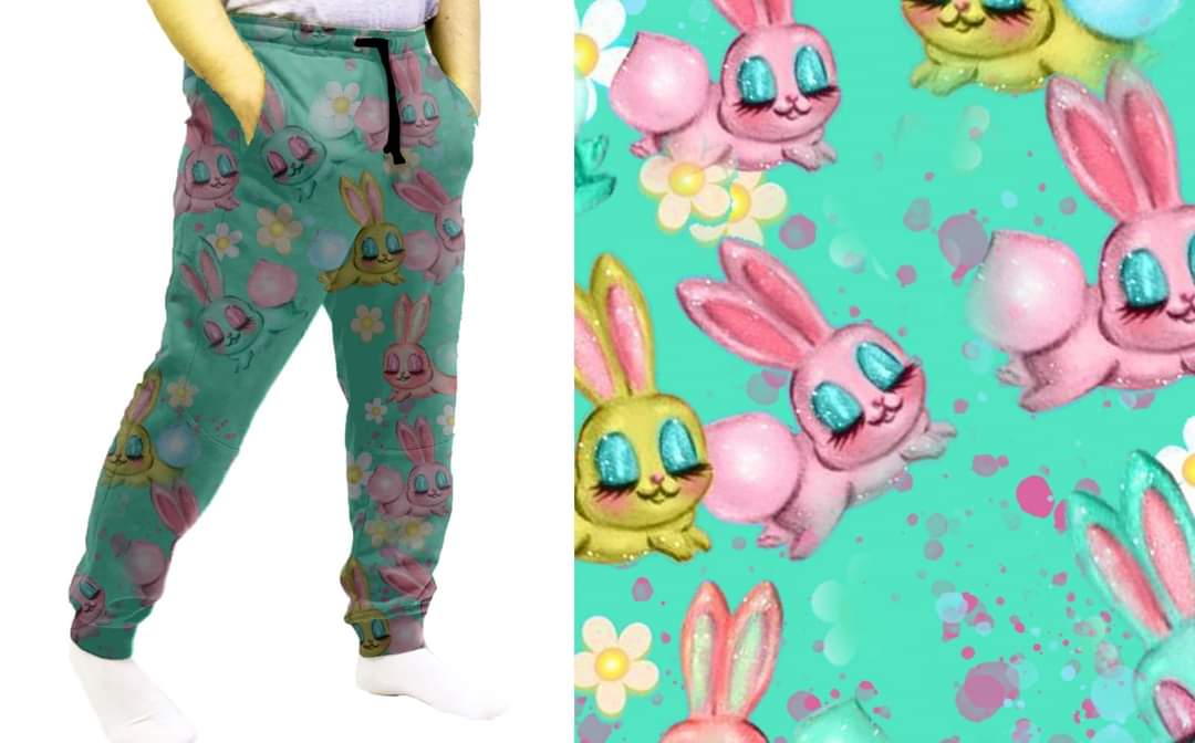 Puffy Bunnies leggings capris joggers and loungers kids and adults