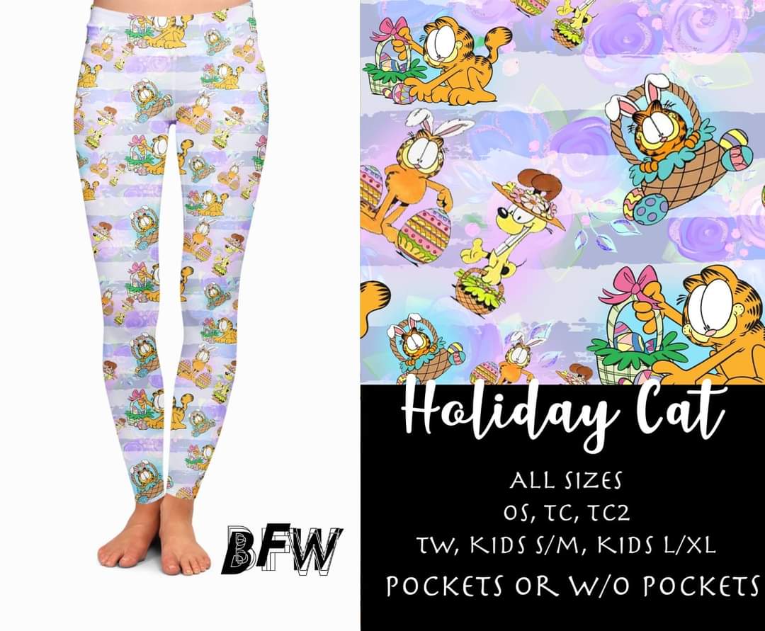 Holiday Cat leggings capris joggers and loungers kids and adults preorder #1210