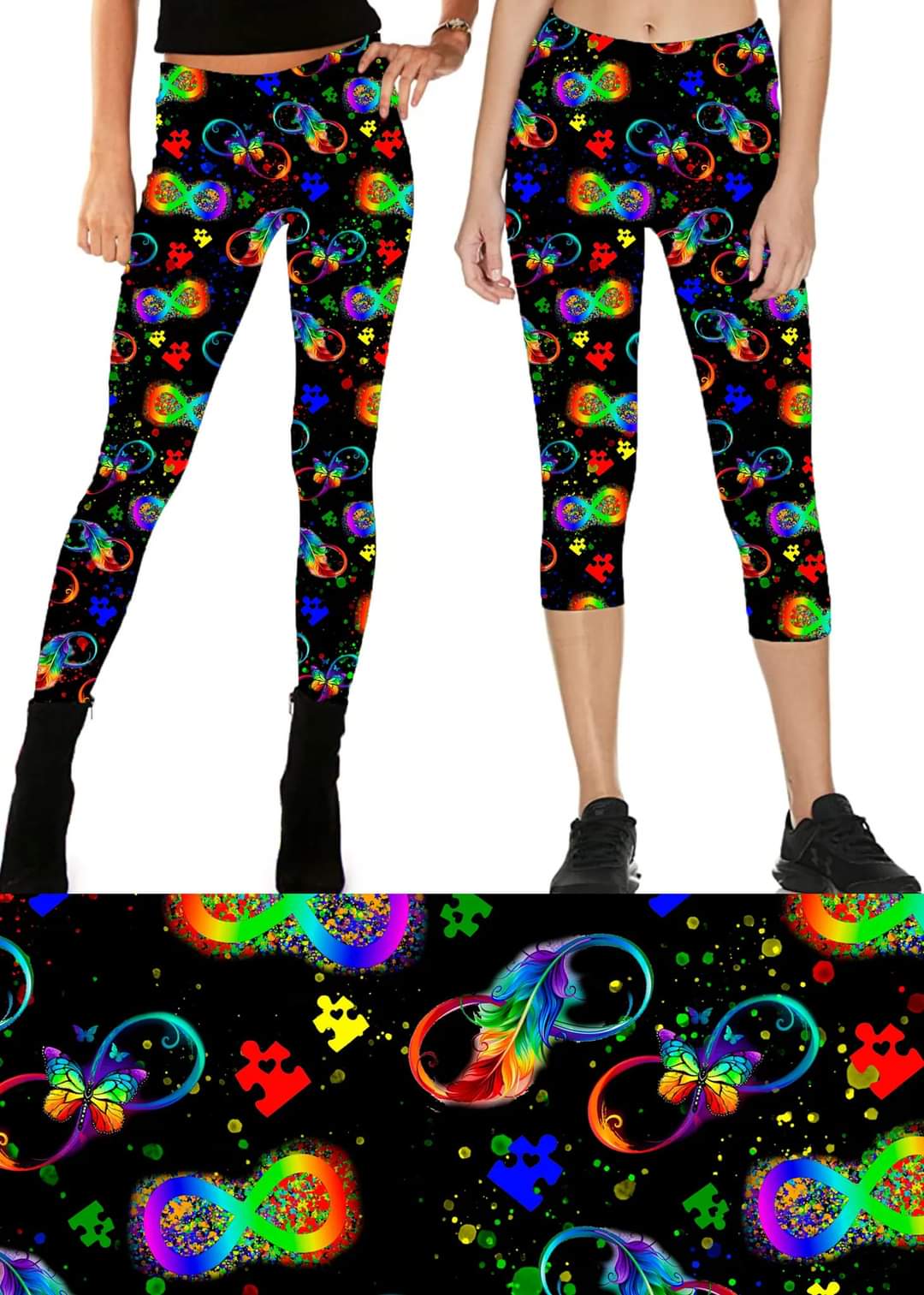 Autism of Many Colors Leggings, Capris, Lounge Pants, Joggers and Shorts