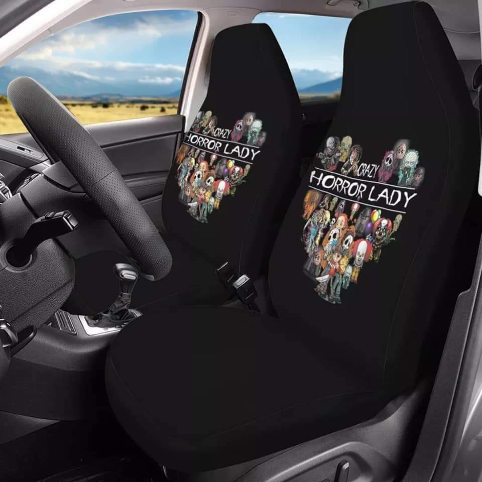 Preorder eta 8 wks from ordering Crazy Horror Lady Car Seat Covers, Car Matts, or Sunshade