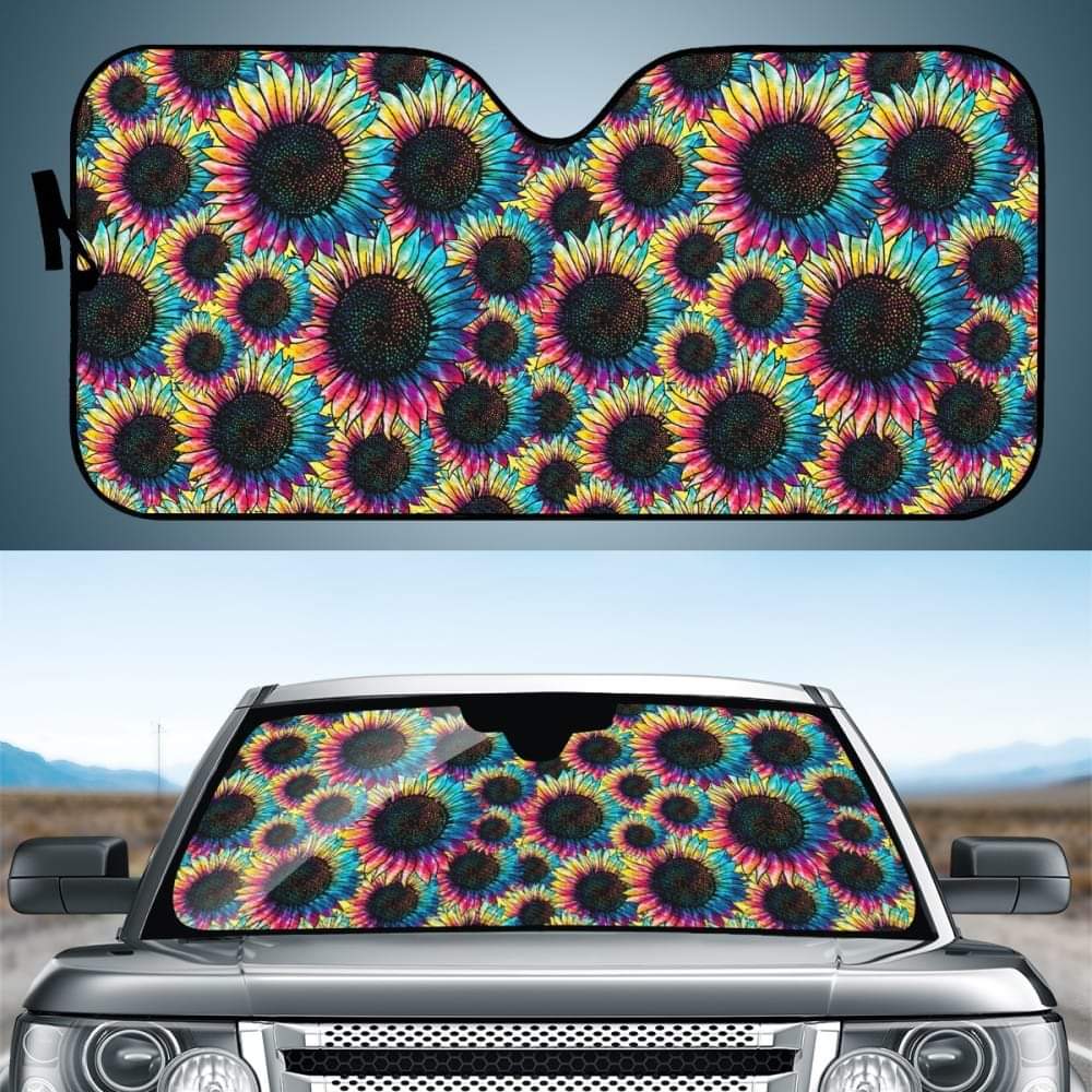 Tie dye Sunflower Car Seat Covers, Car Matts, or Sunshade