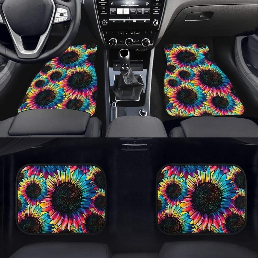 Tie dye Sunflower Car Seat Covers, Car Matts, or Sunshade