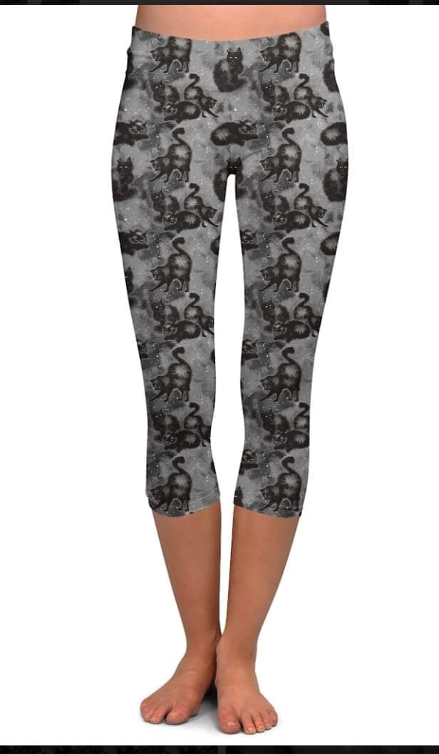 Black cat leggings, Capris, Full and Capri length loungers and joggers