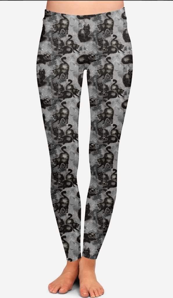 Black cat leggings, Capris, Full and Capri length loungers and joggers