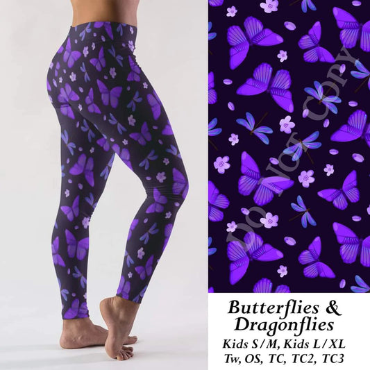 Butterflies & dragonflies leggings, Capris, Full and Capri length loungers and joggers Preorder #0925