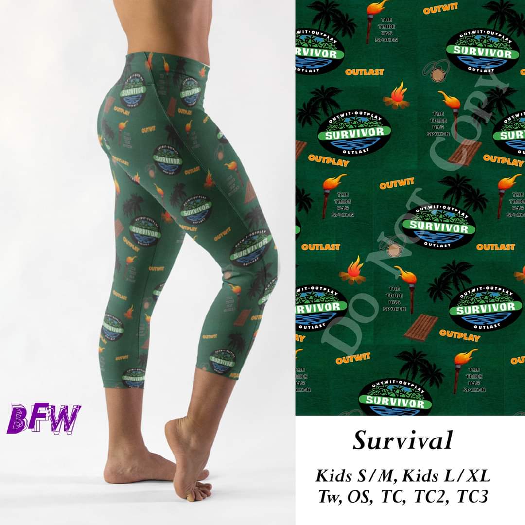 Survivor Leggings, Capris, Full and Capri length loungers and joggers Preorder #0925