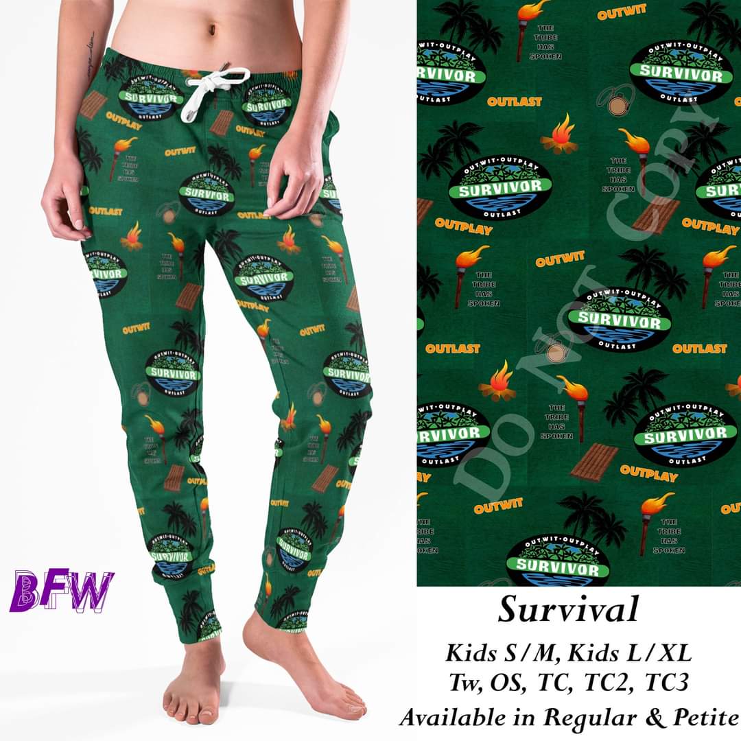 Survivor Leggings, Capris, Full and Capri length loungers and joggers Preorder #0925