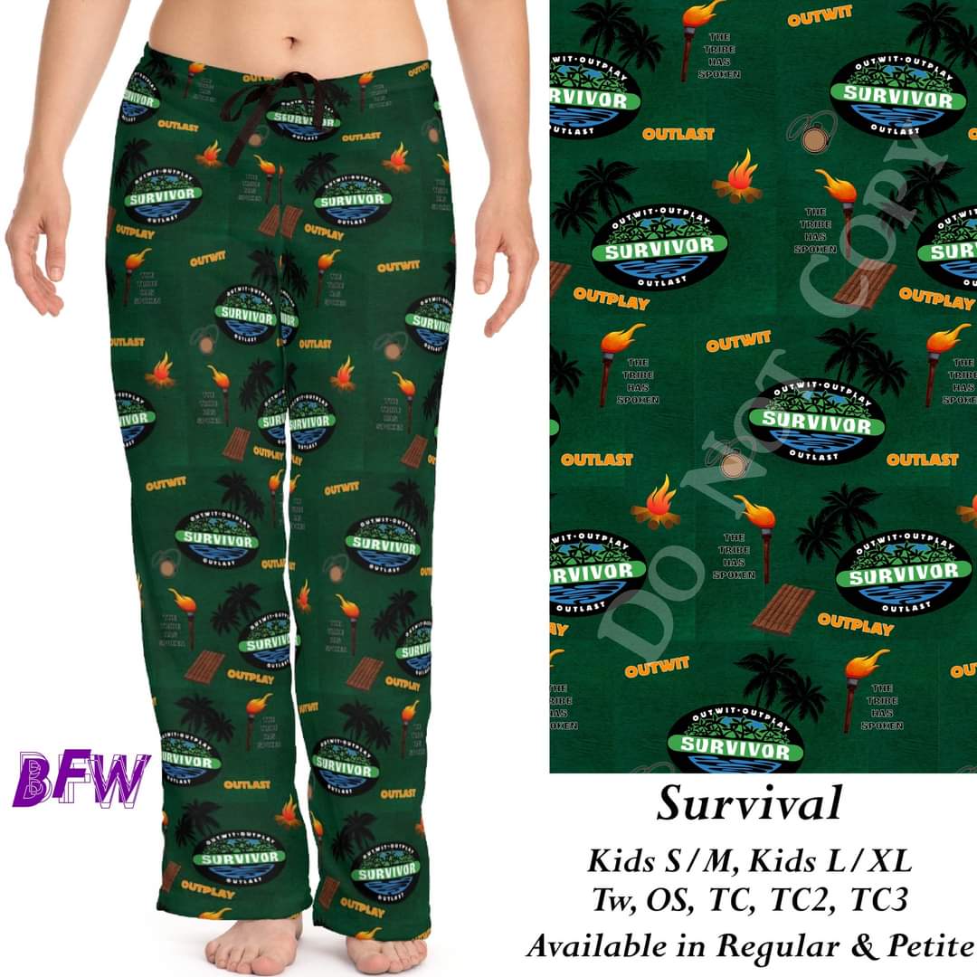 Survivor Leggings, Capris, Full and Capri length loungers and joggers Preorder #0925