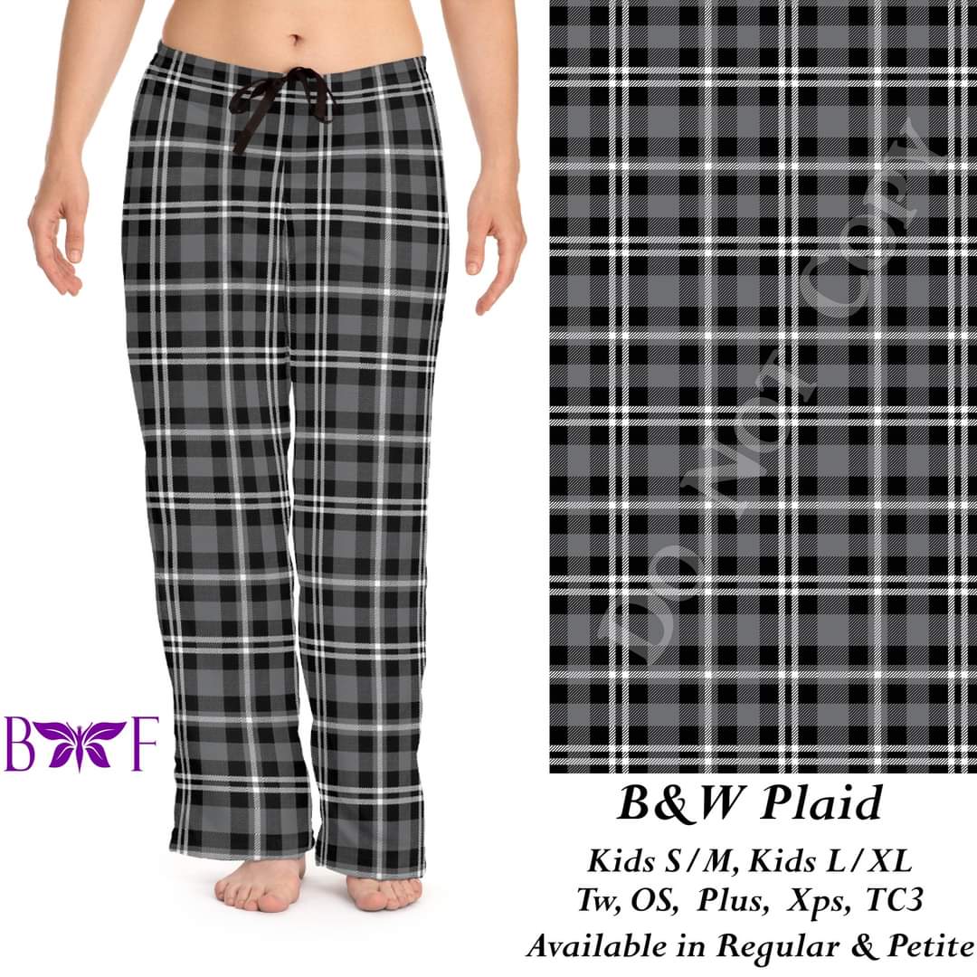 B & W plaid leggings, Capris, Full and Capri length loungers and joggers