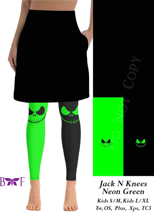 Black skirt green jack skirted leggings preorder #1105