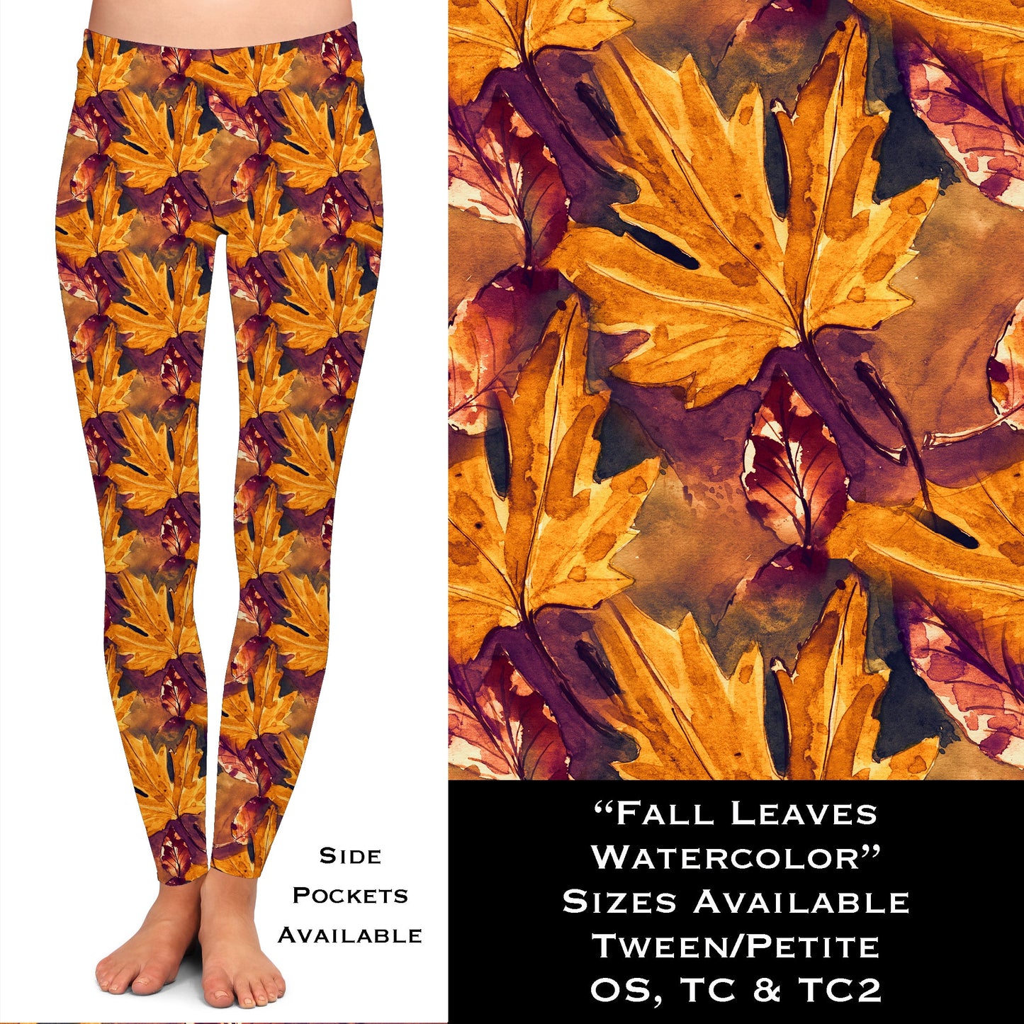 Fall Leaves Watercolor - Leggings