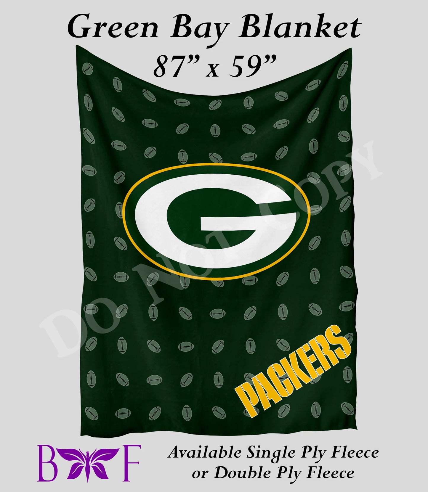 Green Bay 59"x87" soft blanket also available with sherpa fleece