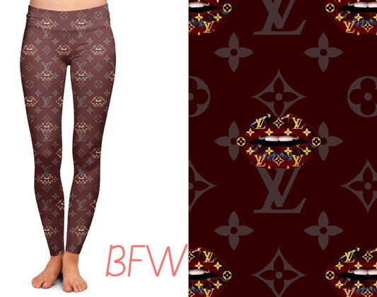 Burgundy Designer Leggings and Capris with pockets