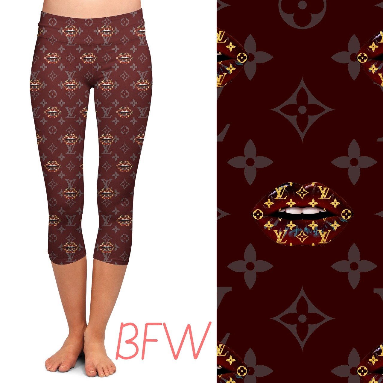 Burgundy Designer Leggings and Capris with pockets