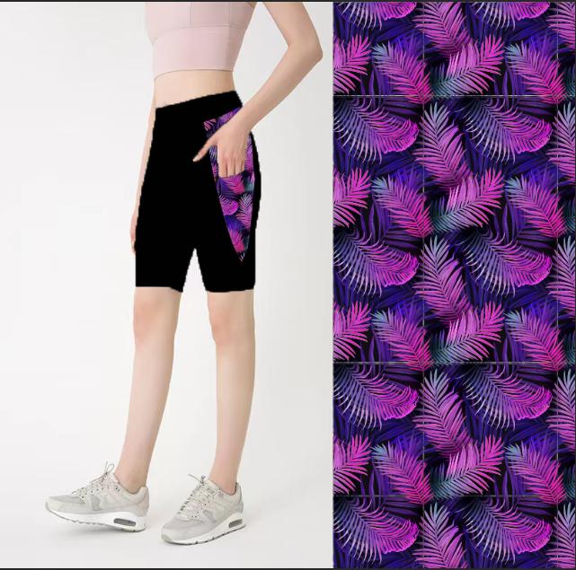 Purple Palm designer capri and shorts with pockets