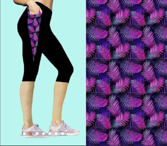 Purple Palm designer capri and shorts with pockets