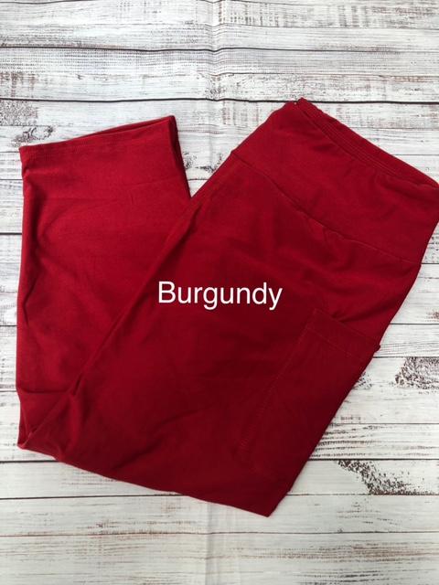 Dark Red Leggings, capris and shorts with pockets