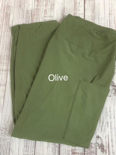 Olive/Army Green Leggings, capris and shorts with pockets