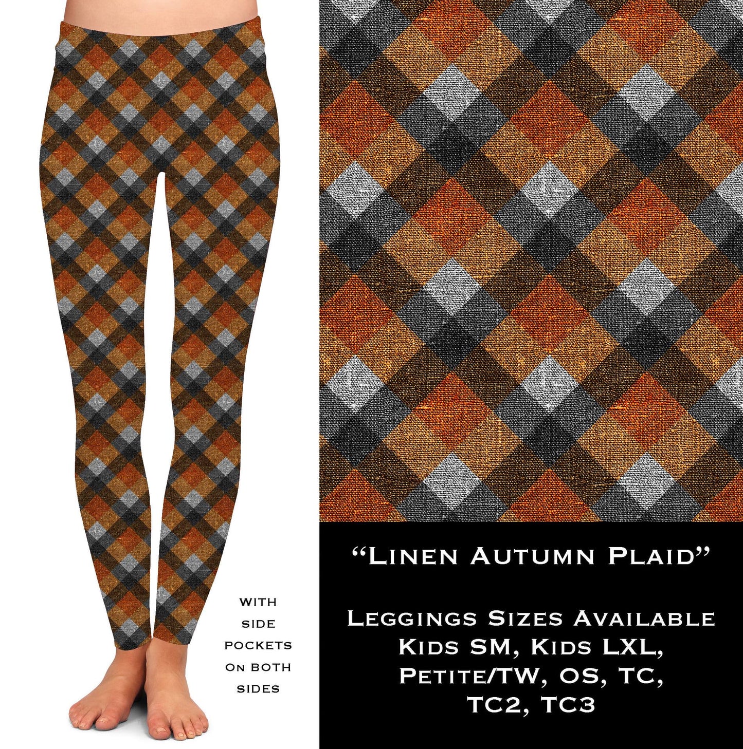 Linen Autumn Plaid Leggings