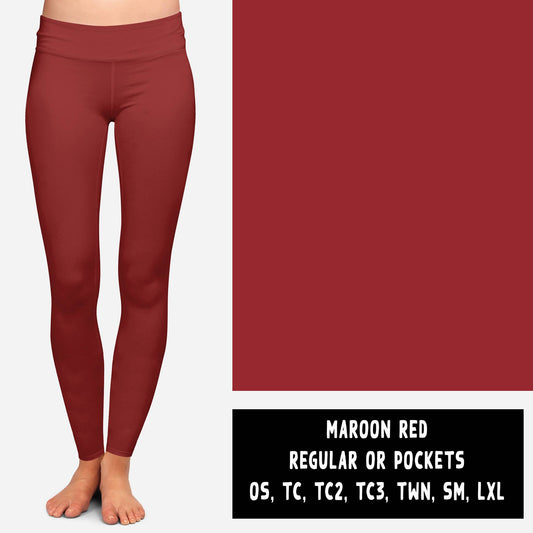 SOLIDS RUN-MAROON RED LEGGINGS/JOGGERS