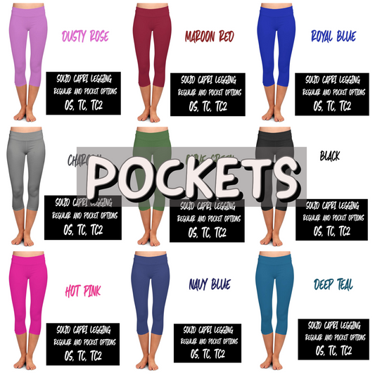 SOLID POCKET CAPRI (VARIETY OF COLORS)