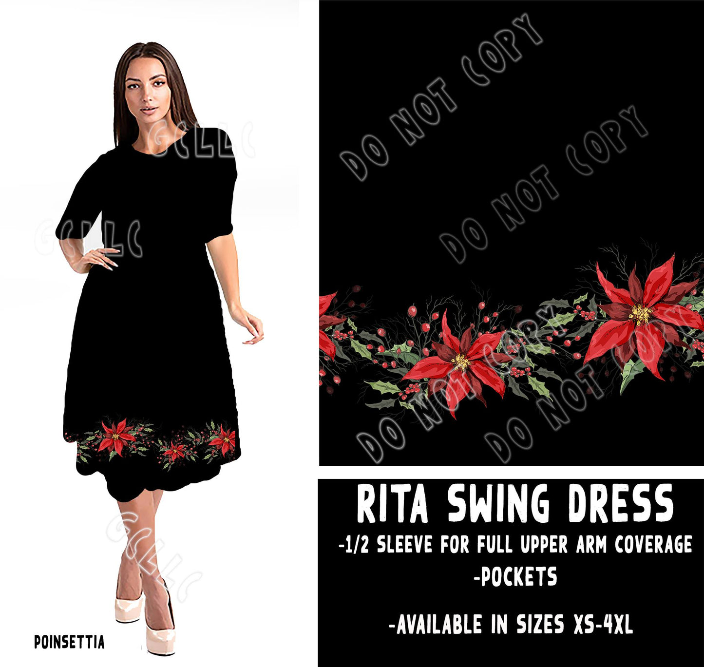 RITA SWING DRESS RUN-POINSETTIA