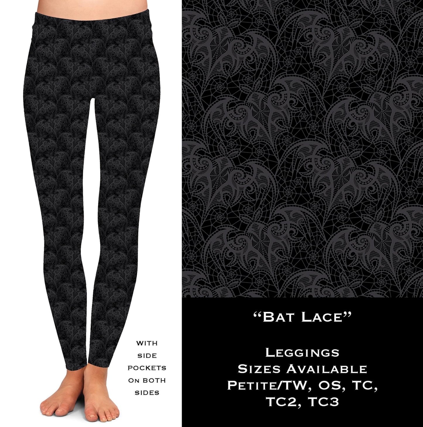 Bat Lace - Leggings with Pockets