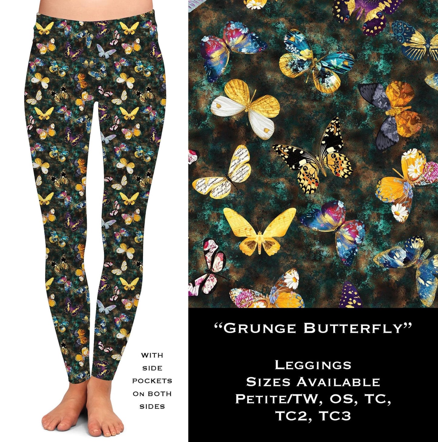 Grunge Butterfly Leggings with Pockets