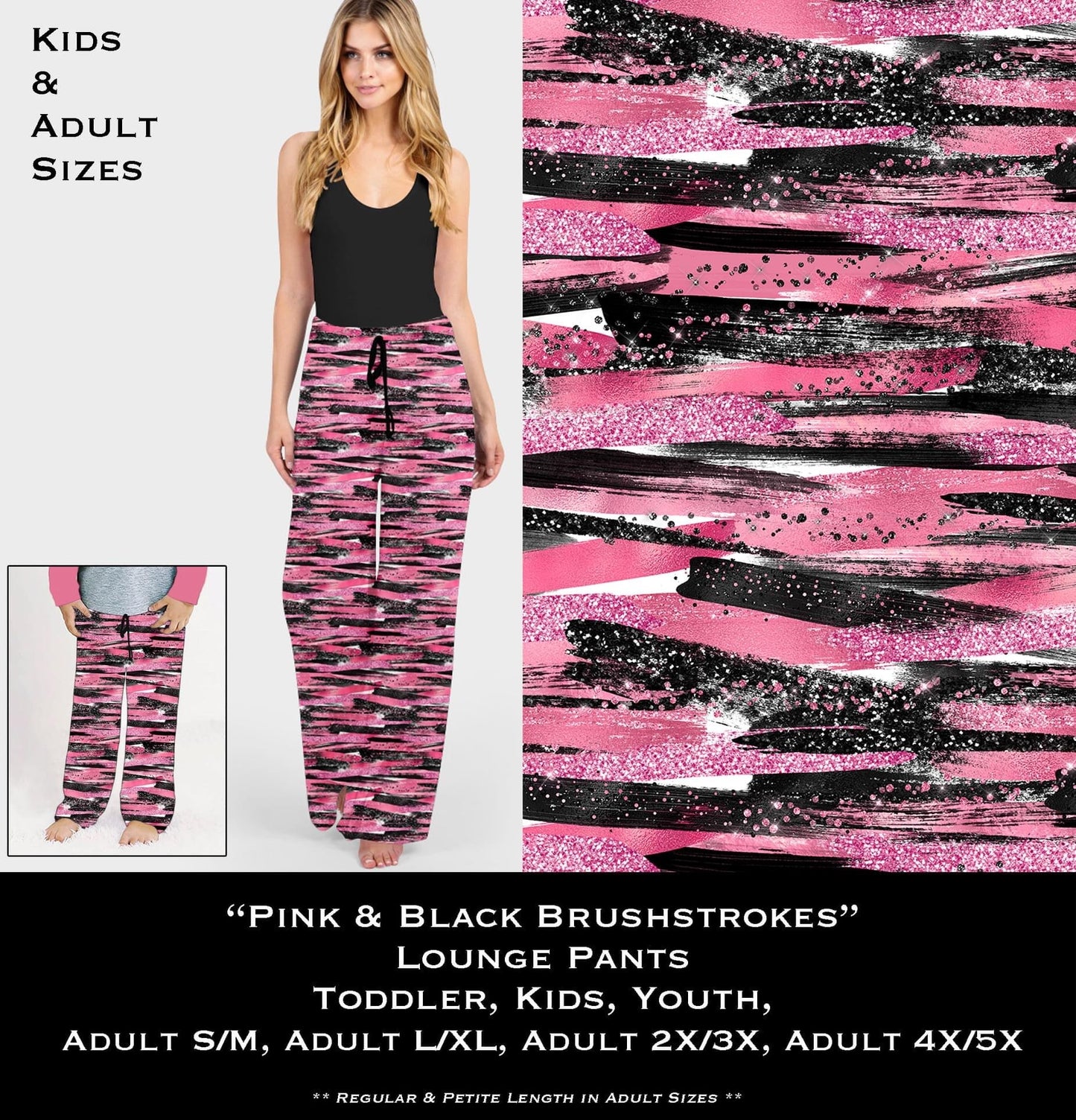 Pink & Black Brushstrokes Lounge Pants