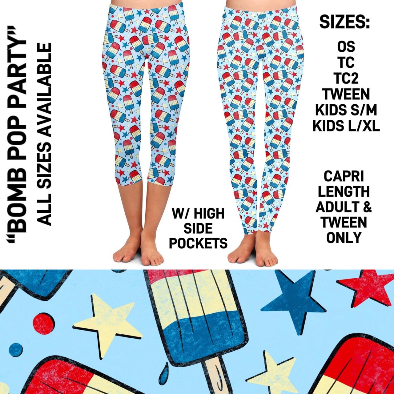 RTS - Bomb Pop Party Leggings with Pockets