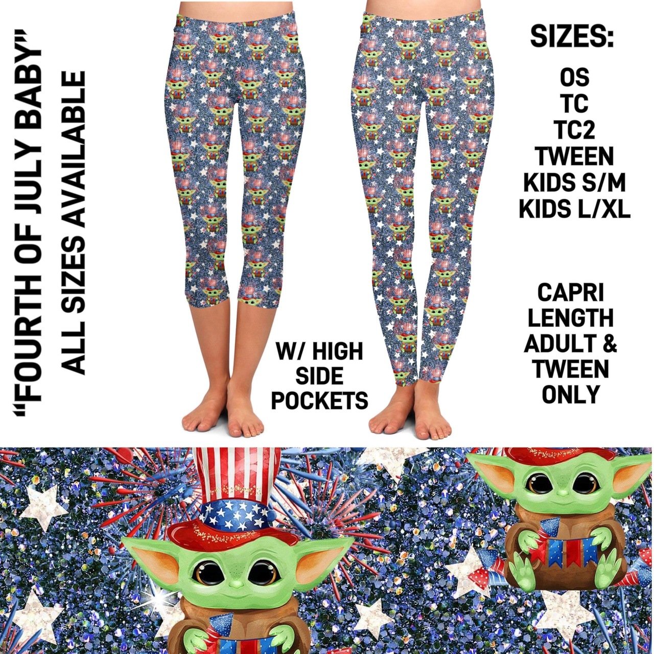 RTS - Fourth of July Baby Leggings with Pockets