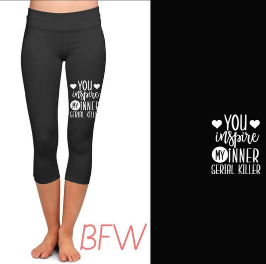Serial Killer with pockets leggings, capris and shorts