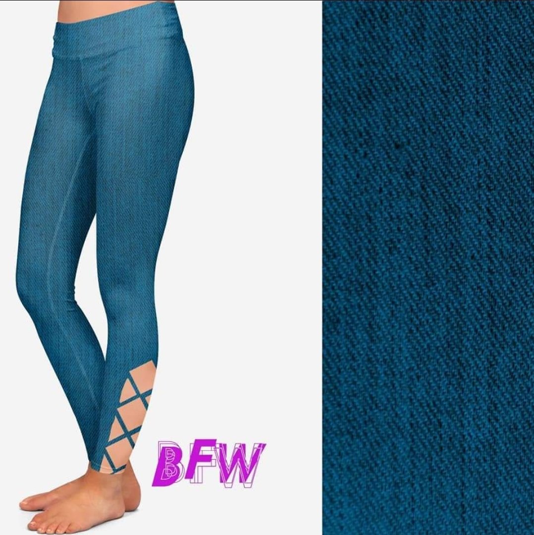 Light Denim criss cross legging and capri