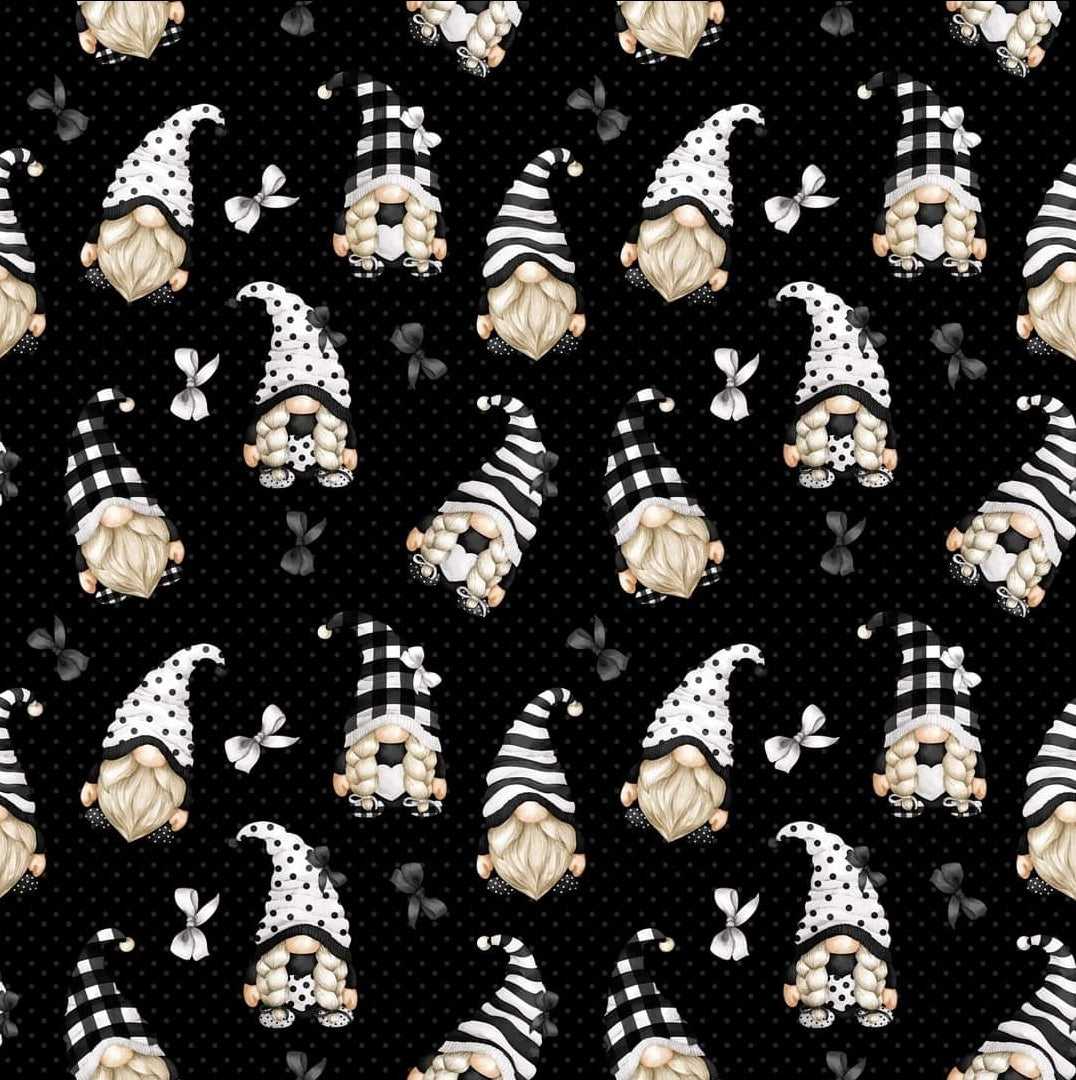 Black and White Gnomes leggings/ capri with pockets