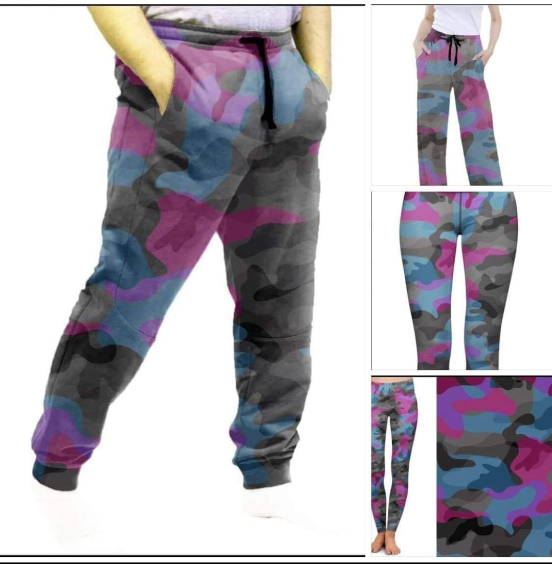 Blue/Pink Camo Leggings, Capris, Lounge Pants and Joggers preorder #0223