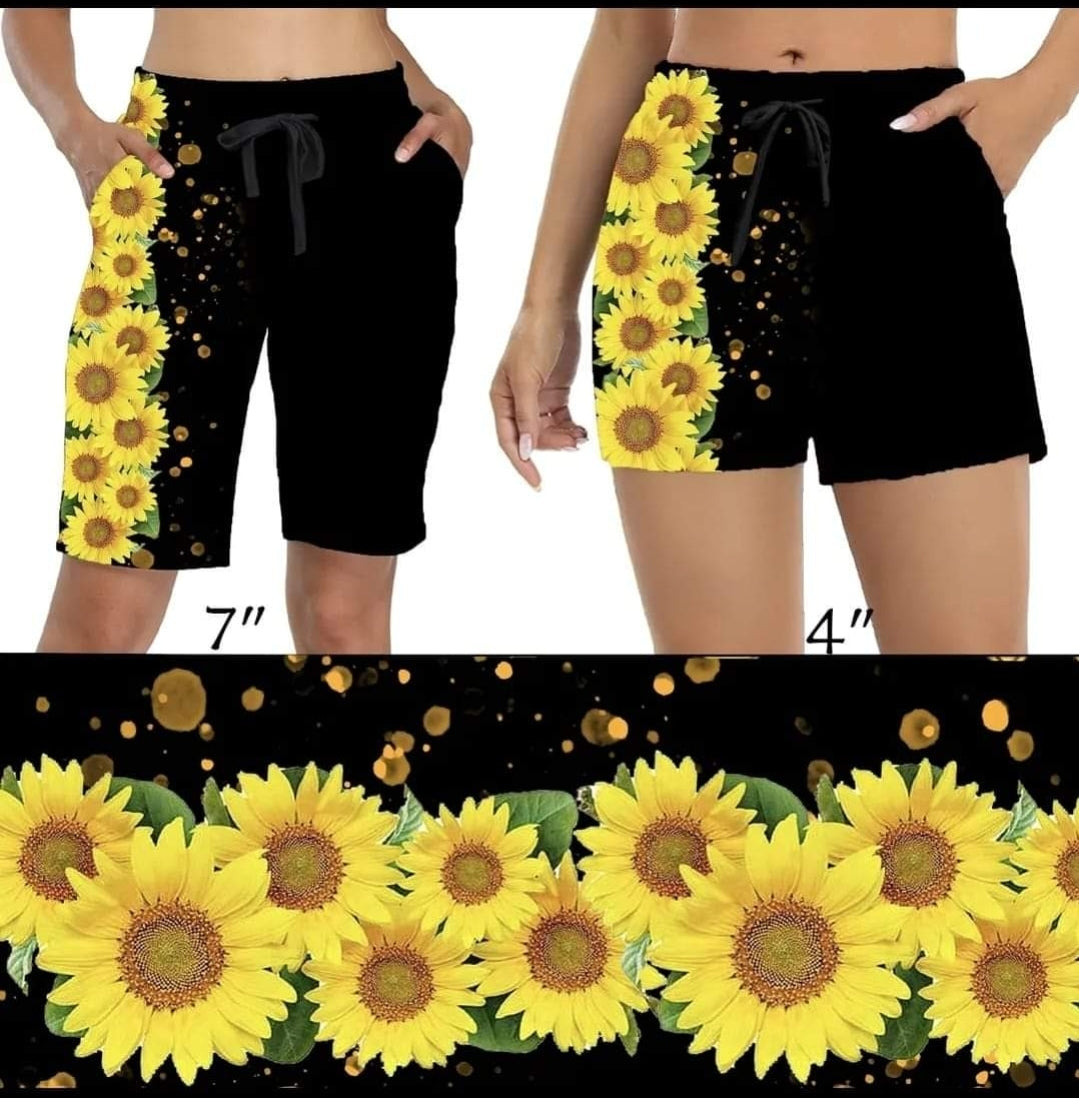 Sunflower Spree Leggings,Capris, Lounge Pants, Joggers and shorts