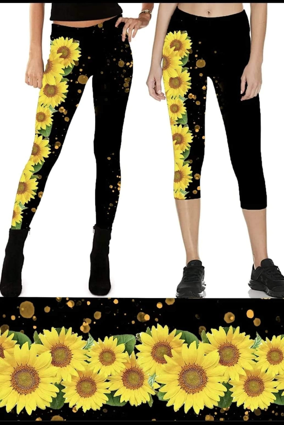 Sunflower Spree Leggings,Capris, Lounge Pants, Joggers and shorts