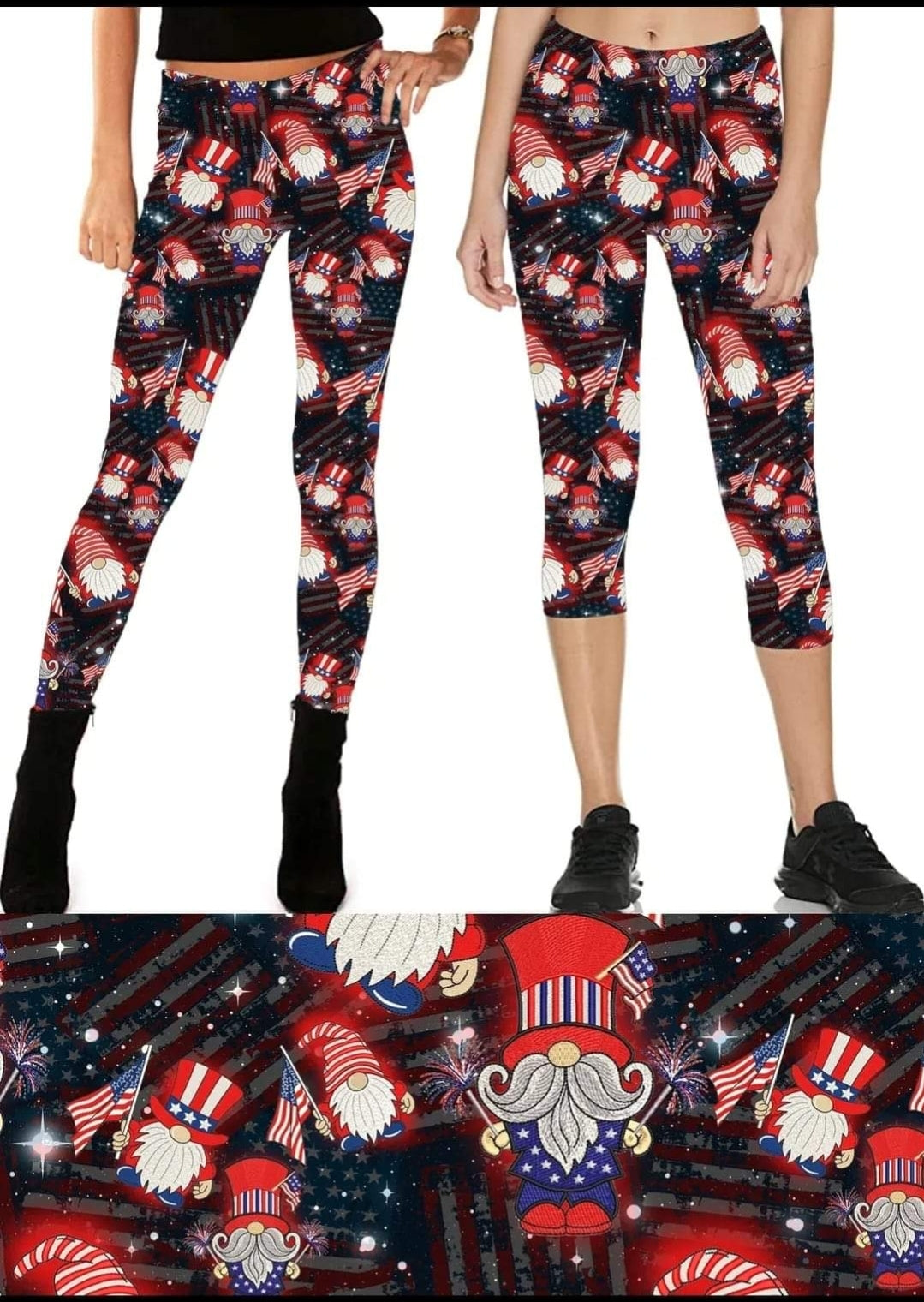 Patriotic Gnome Leggings,Capris, Joggers, shorts