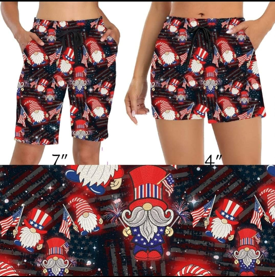 Patriotic Gnome Leggings,Capris, Joggers, shorts