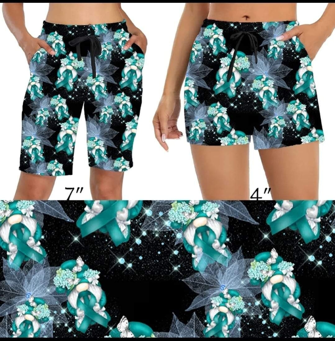 Teal Gnome Cancer Awareness leggings and capris