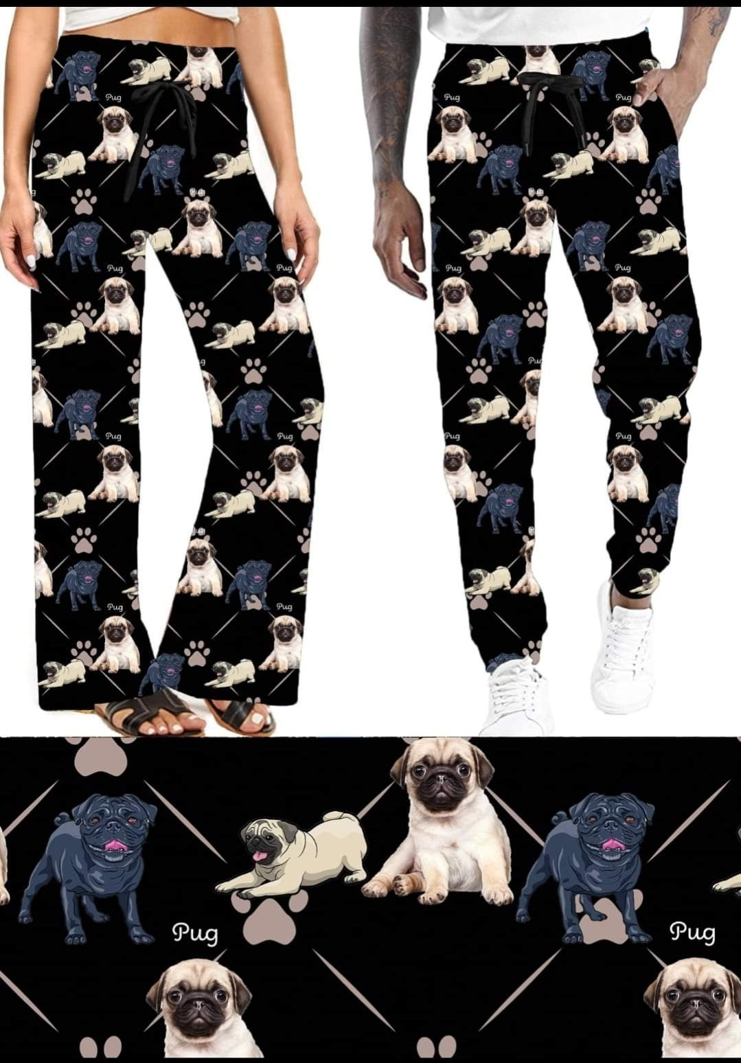 Pug leggings, capris and joggers