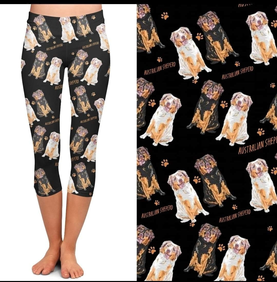 Australian Shepherd Leggings, Capri Joggers and shorts