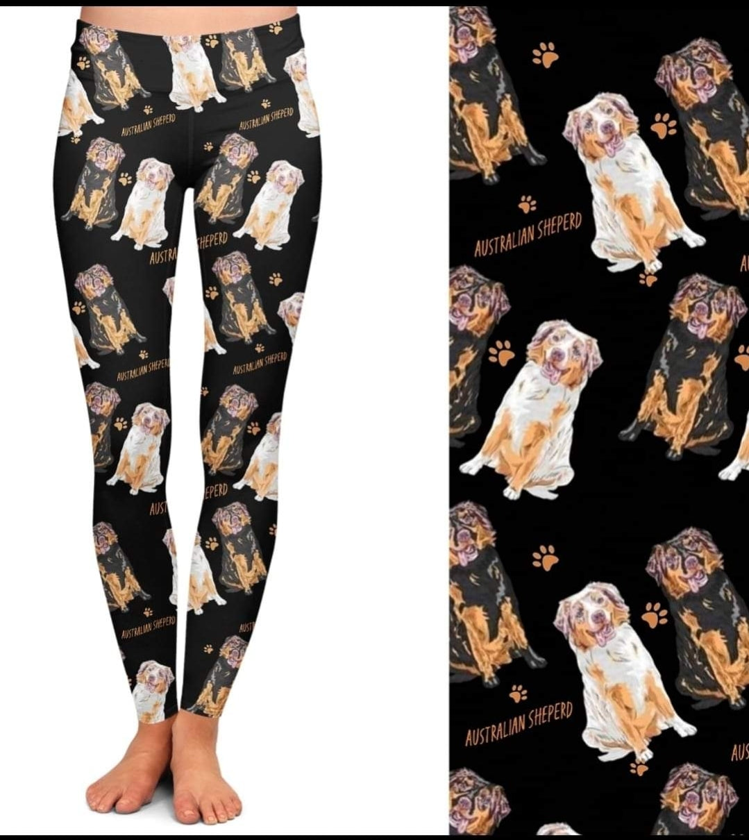 Australian Shepherd Leggings, Capri Joggers and shorts