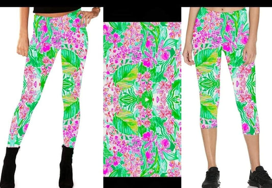 Floral Forest leggings,Capris, Lounge Pants, Joggers and shorts