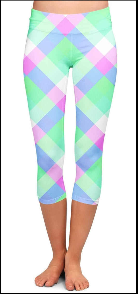Summer Plaid #1 Leggings,Capris, Lounge Pants, Joggers and shorts Preorder #0612