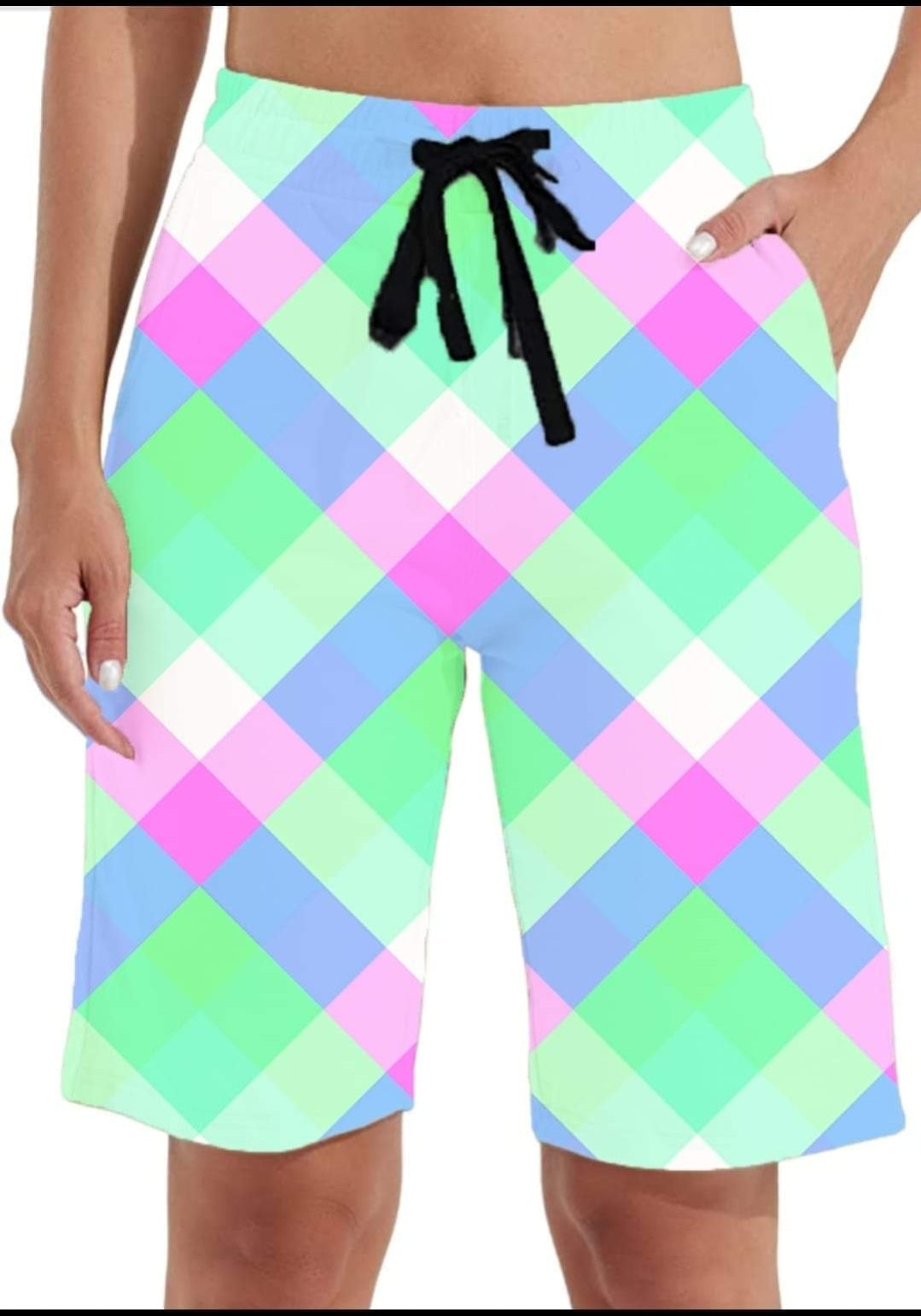 Summer Plaid #1  Leggings,Capris, Lounge Pants, Joggers and shorts  Preorder #0612