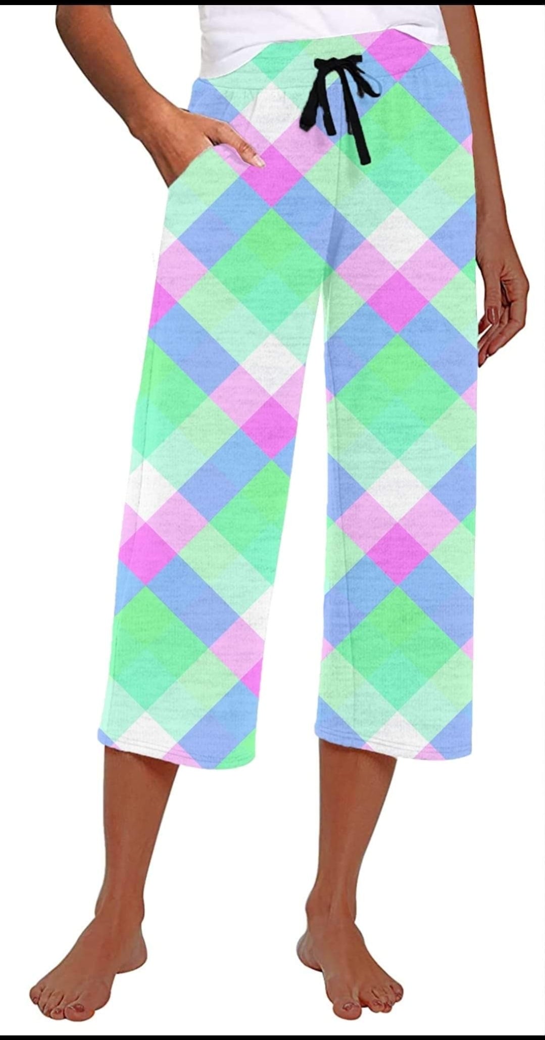 Summer Plaid #1  Leggings,Capris, Lounge Pants, Joggers and shorts  Preorder #0612