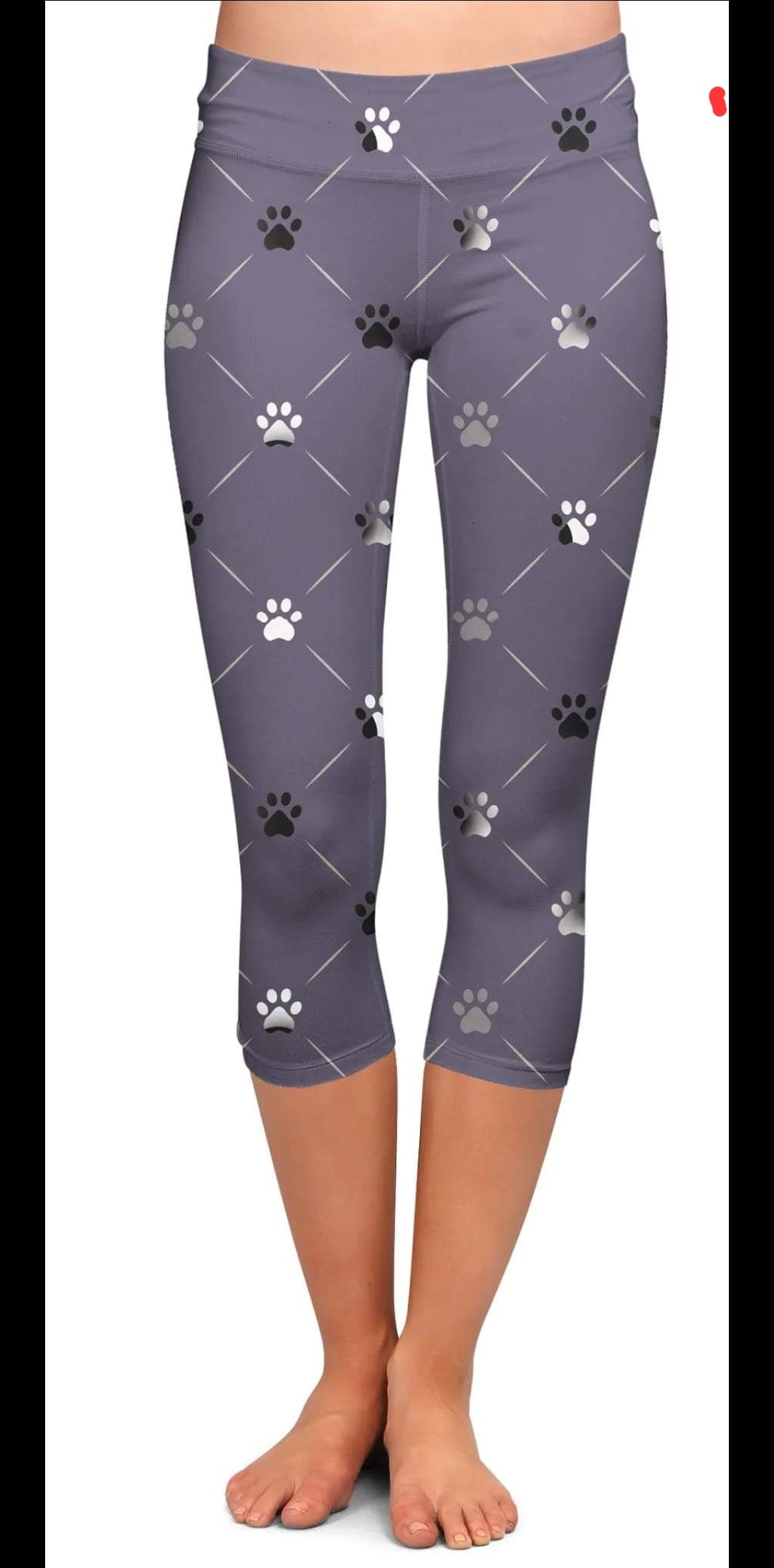 Purple paw leggings, capris, capris lounge pants, capri joggers and shorts